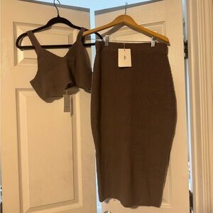 NWT The Frankie Shop Brown Knit Skirt